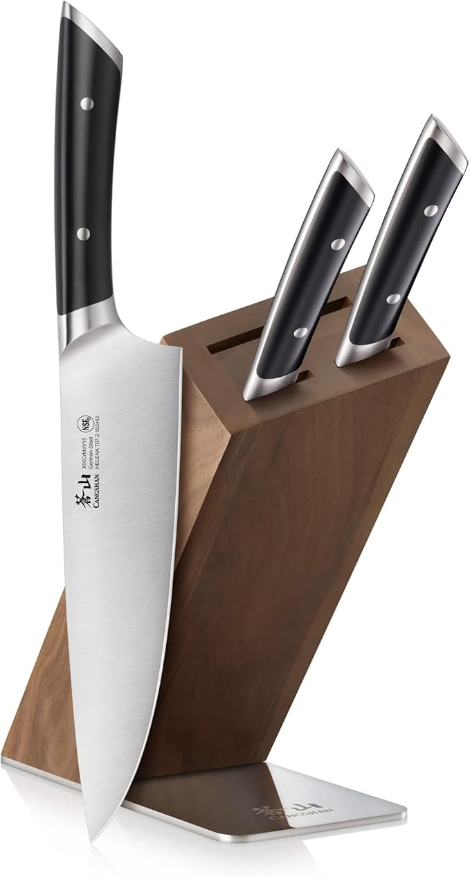 Cangshan HELENA Series German Steel Forged, HUA Knife Block Set (4-Piece, Black)