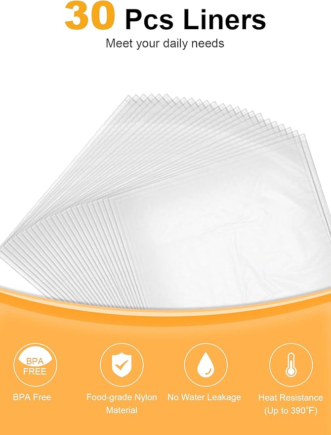 SMARTAKE Slow Cooker Liners, Large Size 13"x 21" Disposable Cooking Bags, Fit 3QT to 8QT for Slow Cooker, Cooking Trays, Suitable for Oval & Round Pots, 30 Liners