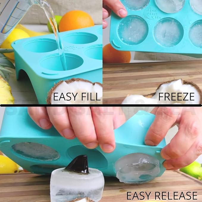 Shark Gifts for Shark Lovers - 3 PACK Shark Mold Cool Shark Stuff - Fun Ice Cube Trays for Shark Theme Birthday Party Supplies - Fin Ice Molds Fun Shapes the perfect funny Craft Ice Cube Molds