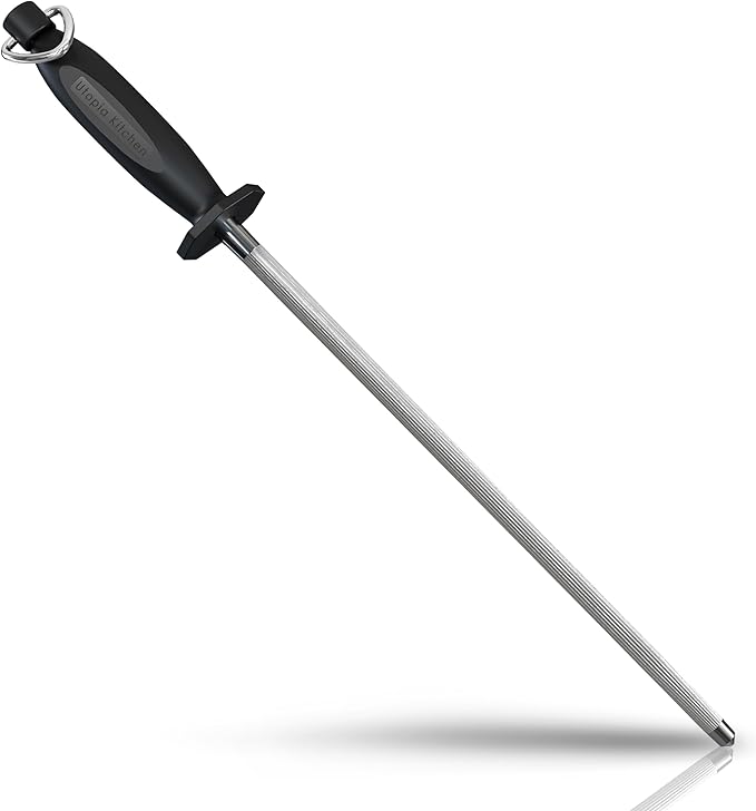 Utopia Kitchen 08 Inch Honing Steel Knife Sharpening Steel Sharpening Rod Black