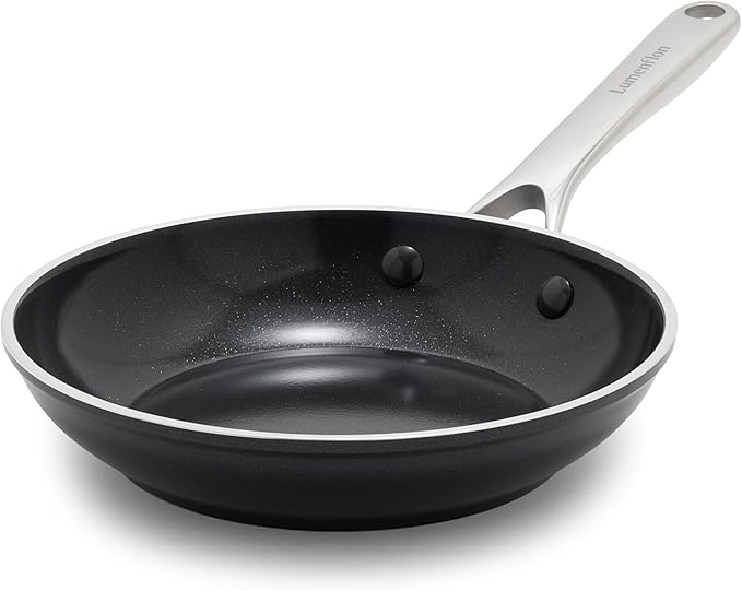 Orfeo 8” Nonstick Frying Pan Skillet, Made in Italy, Diamond Ceramic PFAS-Free Cookware, Induction Ready, Scratch Resistant, Laser-Fused Surface for Durability, Dishwasher Safe, Black