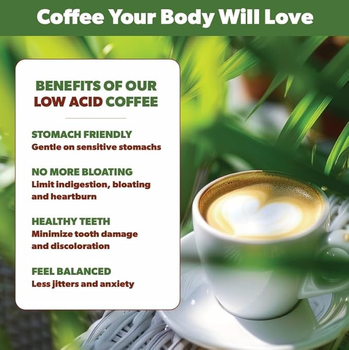 Low Acid Organic Coffee – Whole Bean, Mold-Free & Stomach Friendly by Java Planet, Papua New Guinea Single Origin Coffee, Dark Roast, Smooth Full Flavored, 1LB Bag