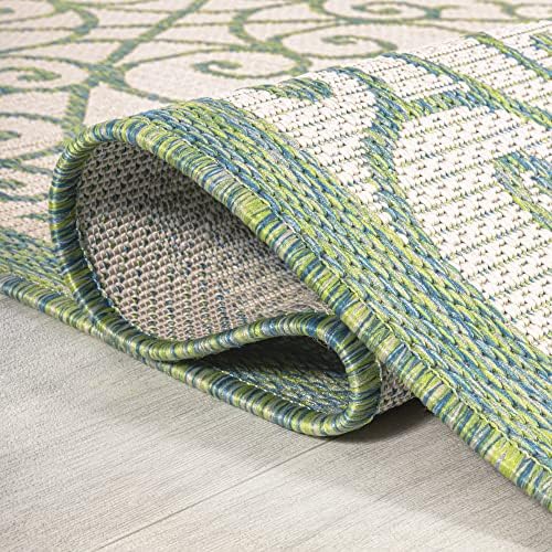 JONATHAN Y Vintage Filigree Indoor Outdoor Area Rug 4X6 Cream/Green, Madrid Textured Weave for Backyard, Patio, Porch, Easy-Cleaning, High Traffic, Pet-Friendly, Non-Shedding (SMB107J-4) - Image 6