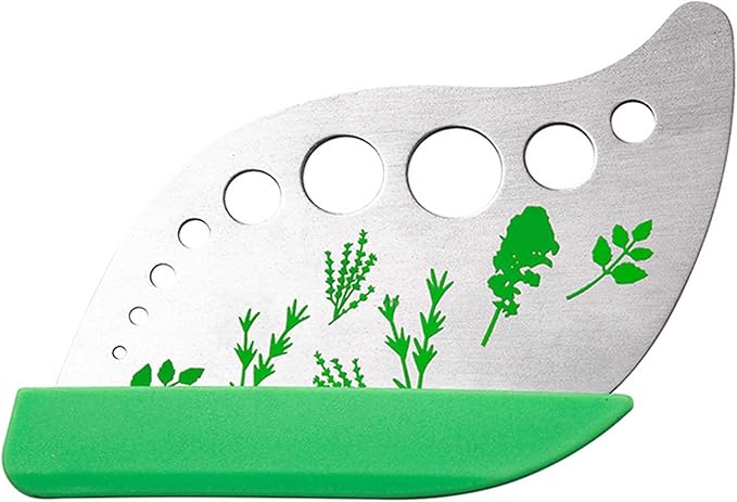 Herb Stripper Tool with 9 Sizing Holes Food-Grade Stainless Steel Leaf Remover for Cooking, Compact Kitchen Gadget with Blade & Safety Cover for collards parsley cilantro goji