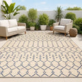 JONATHAN Y Moroccan Geometric Indoor Outdoor Area Rug 8X10 Beige/Navy, Ourika Textured Weave for Backyard, Patio, Porch, Easy-Cleaning, High Traffic, Pet-Friendly, Non-Shedding (SMB108H-8) by JONATHANY