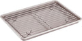 CHEFMADE Roasting Pan with Rack, 13-Inch Non-Stick Rectangular Shallow Dish Sheet Pan with Wire Rack for Oven Baking, BBQ, Jelly Roll and Roasting 9" x 13" x 1" (Champagne Gold)