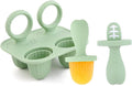 Silicone Baby Ice Pop Molds with Easy-Grip Handles, 4-Cavity Frozen Treat Tray for Toddlers, Mini Popsicle Maker for Teething Relief, Fruit Puree & Breastmilk Snacks (Olive Green)