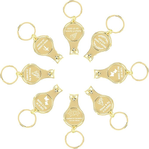 30pcs Personalized 4 in 1 Multi Function Bottle Opener, Nail Clipper, Wedding Favors Brewery, Private Customized, Gold, Multitool Gifts for Men