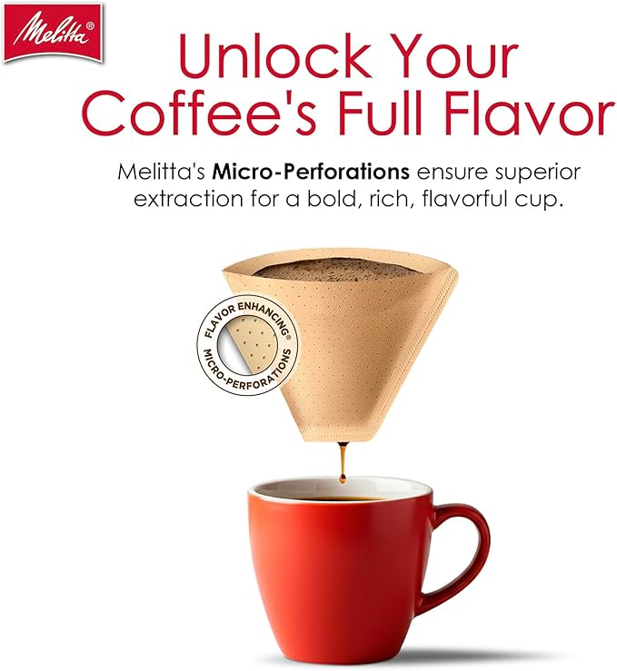 Melitta #4 Cone Coffee Filters, Natural Brown, 100 Count (Pack Of 3), 300 Total Filters - Fits all 8-12 Cup Cone Coffee Makers and Pour-Overs, Compostable, Tear-Resistant, Made in USA