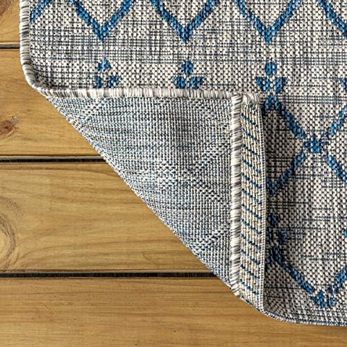 JONATHAN Y Moroccan Geometric Indoor Outdoor Square Area Rug 3X3 Light Gray/Navy, Ourika Textured Weave for Backyard, Patio, Porch, Easy-Cleaning, High Traffic, Pet-Friendly, Non-Shedding SMB108A-3SQ - Image 6