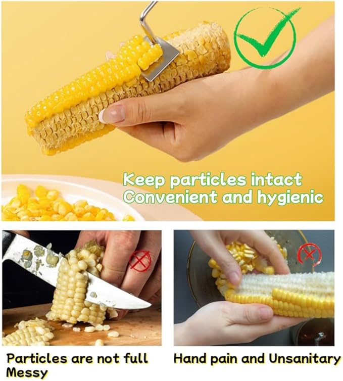 Corn Peeler for Corn on the Cob,Corn Peeler,Corn on The Cob Remover,Stainless Steel corn cob stripper,Quickly Shucking Corn Kernel Remover Tool,Suitable for kitchen and Picnic Enthusiasts (2)