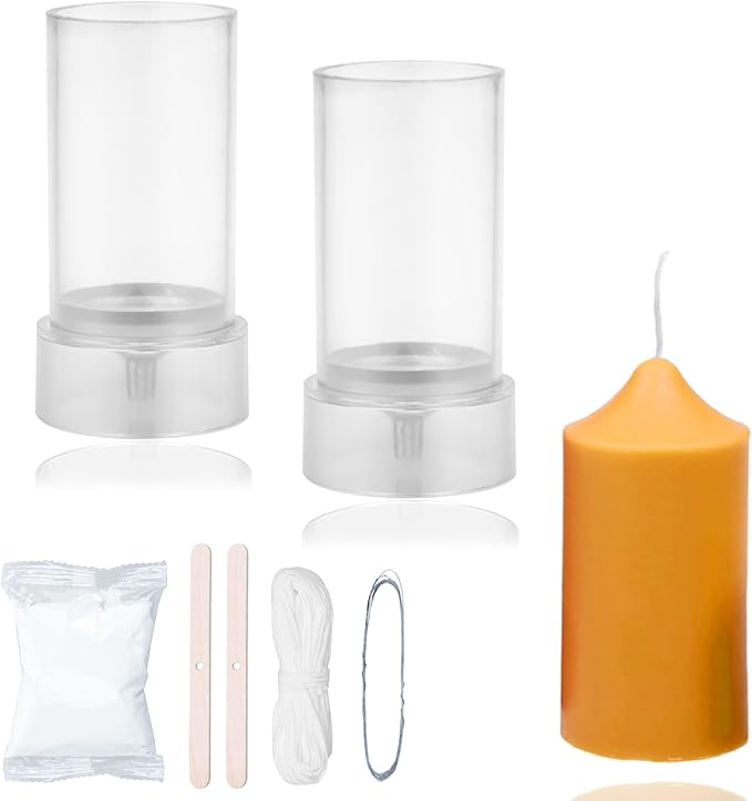 MILIVIXAY 2PCS Pillar Candle Mold -Height: 4.0inch,Diameter:2.0inch-30ft Long Wicks, 2pcs Wick Holders, a Mold Sealer and a Lead Wire Included as a Gift.