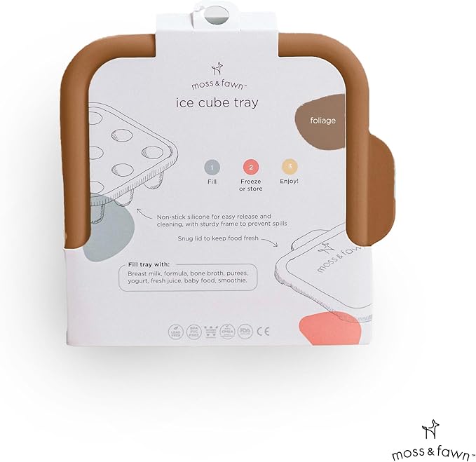 Moss and Fawn Ice Cube Tray - Forage Feeder Freezer & Teething Popsicle Mold for Breast Milk, Formula, Bone Broth, Purees, & Baby Food - BPA, Lead, & PVC-Free - Foliage