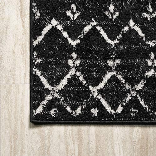 JONATHAN Y Boho Vintage Diamond Black/Ivory Square Area Rug 5X5 ft, Moroccan Hype for Living Room, Bedroom, Kitchen, Office, Easy-Cleaning, High Traffic, Pet-Friendly, Non-Shedding (MOH101D-5SQ) - Image 5