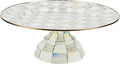 MACKENZIE-CHILDS Enamel Pedestal Platter, Round Cake Stand, Large, Gray-and-White Sterling Check