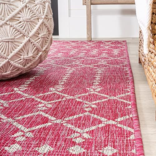 JONATHAN Y Moroccan Geometric Indoor Outdoor Runner Rug 2X10 Fuchsia/Light Gray, Ourika Textured Weave for Backyard, Patio, Porch, Easy-Cleaning, Pet-Friendly, Non-Shedding (SMB108Q-210) - Image 6