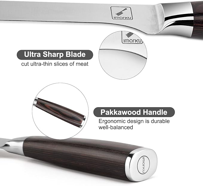 imarku Boning Knife, German High Carbon Stainless Steel Professional Grade Boning Fillet Knife, 6-Inch Deboning Knife, Pakkawood Handle for Meat and Poultry, Gifts for Men and Women