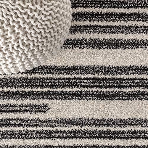 JONATHAN Y Khalil Modern Berber Stripe Cream/Black 3x3 Square Indoor Area Rug, Contemporary, Bohemian, Easy-Cleaning for Living Room, Bedroom, Kitchen, Pet Friendly, Non-Shedding (MOH207A-3SQ) - Image 4