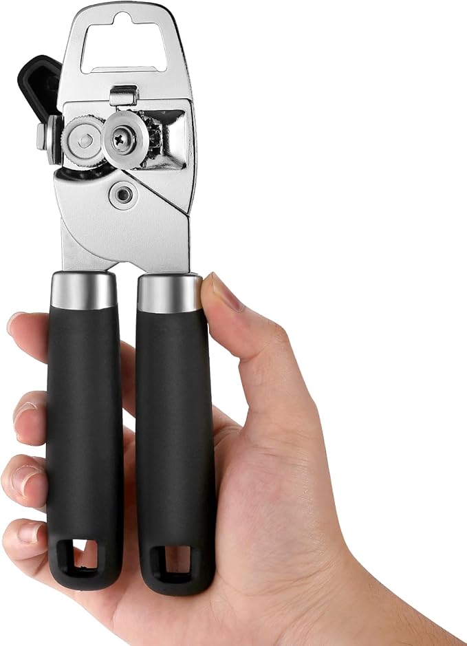 Dual Handle Can Opener, Smooth Edge Manual Can Opener for Safe & Effortless Opening, No Sharp Edges on Can, Comfort Grip & Rust-Resistant Stainless Steel, Easy to Clean