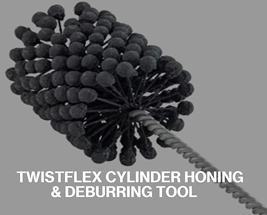 TwistFlex Cylinder Hone | 4-1/4” 240SC Flexible Cylinder Honing & Deburring Tool | 4.25” Bore Brush for Hole Diameters 4” – 4.27” | Silicon Carbide 240 Grit 0.354” Shank 13-1/2” Length