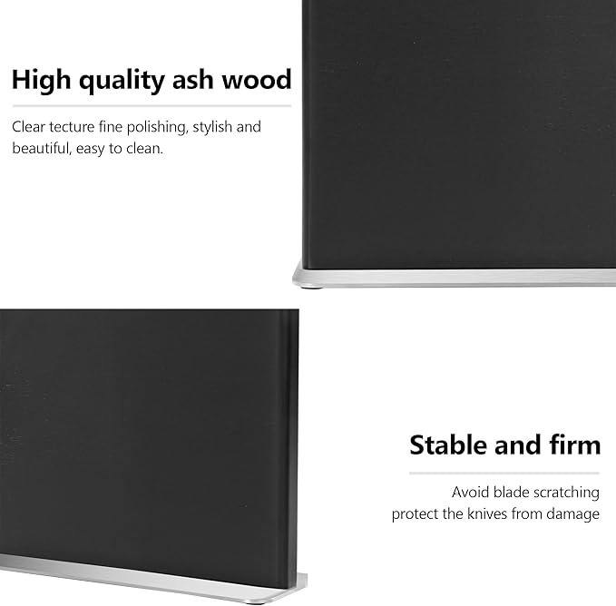 WILDMOK Magnetic Knife Holder, Double Sided Magnetic Knife Block, Ash Wood Rack Magnetic Stands for Multipurpose Storage Knife Holder - 11 x 9.4 Inches