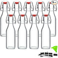 Swing Top Glass Bottles 8 oz with Airtight Lids for Home Brewing, Kombucha, Kefir, Vanilla Extract, Beer, Oil, Vinegar, Homemade Juices, Water,Soda Set of 9