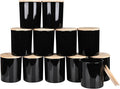 Thick Candle Jars for Making Candles 12 Pcs, 14 OZ Empty Jars with Wood Lids for Candle Making, Sample Container, Light Black