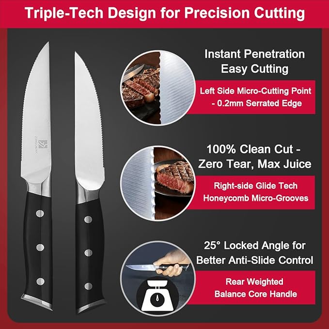 Knife Set,15-Piece Kitchen Knife Set with Block and Sharpener,50Cr15Mov High Carbon Stainless Steel,Razor Sharp Professional Knives,Ultra-Smooth knife,Ergonomic Black Anti-slip Handles,Dishwasher Safe