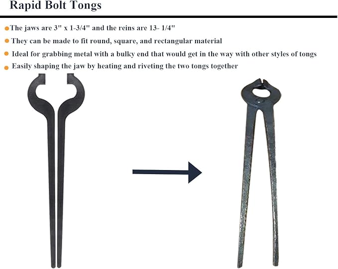 Rapid Tongs Bundle Set 6 Type of Tong Bundles Set DIY Rapid Tongs Comes with Rivet for Beginner Futher Smithing