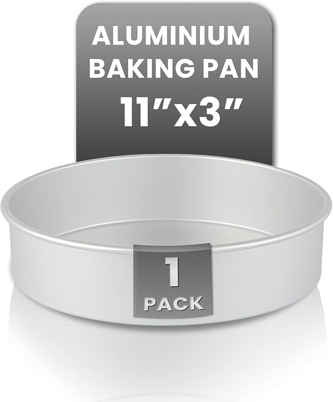 Restaurantware-Met Lux 12 x 3 Inch Straight-Sided Baking Tin, 1 Round Cake Pan - Oven-Ready, Freezable, Anodized Aluminum Round Baking Pan, Greaseproof, For Layer Birthday Cake