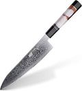 FINDKING 8 Inch Japanese Professional Chef Knife, Damascus Kitchen Blade for Sharp, Sturdy Cuts & Daily Cooking (BLACK-ROSE Series)
