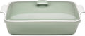 Stoneware Casserole Dish Bakeware Set with Lid, Covered Rectangular Dinnerware, Extra Large 4.23 Quart, 13 by 9 Inch, Verde Salvia [Sage Green]