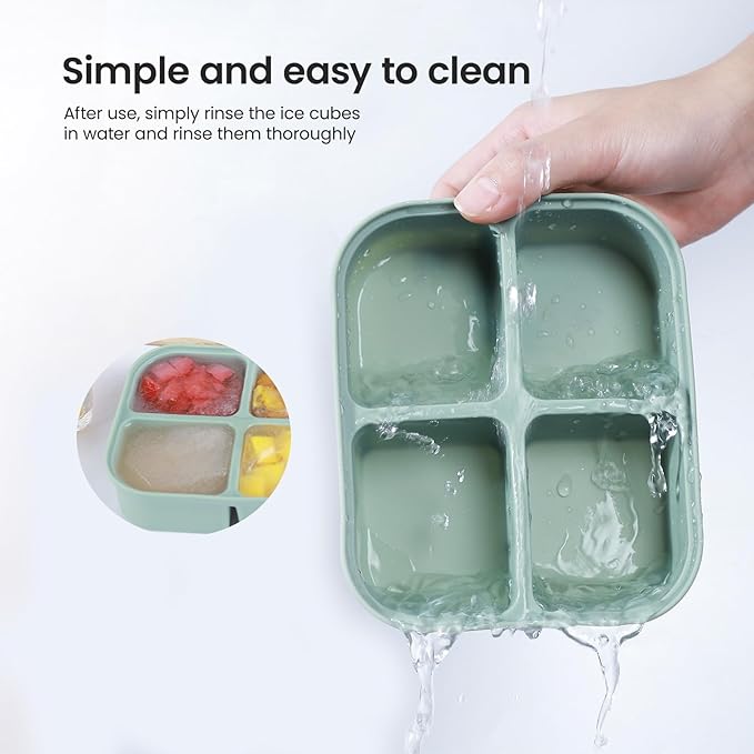 Ice Cube Tray 2 Pack – Stackable Large Silicone Ice Cube Freezer Molds & Easy Release Square Ice Cube Maker with Removable Lid BPA Free for Cocktail,Whiskey，Soup Baby Food