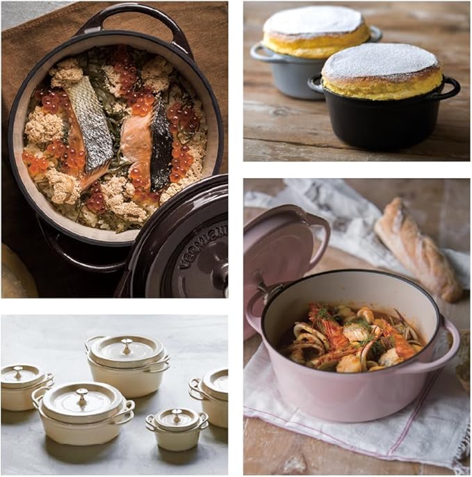 Vermicular Oven Pot | Non-Toxic Enameled Cast Iron Pot | 22cm (3.7 Qt) | Oven-safe | Induction-compatible | Dutch Oven | Made in Japan | Serves 3-4 | Natural Beige