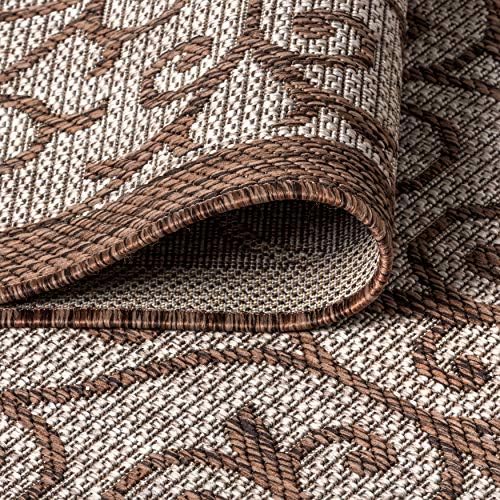 JONATHAN Y Vintage Filigree Indoor Outdoor Area Rug 5X8 Taupe/Espresso, Madrid Textured Weave for Backyard, Patio, Porch, Easy-Cleaning, High Traffic, Pet-Friendly, Non-Shedding (SMB107C-5) - Image 6