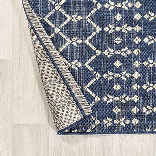 JONATHAN Y Moroccan Geometric Indoor Outdoor Area Rug 8X10 Navy/Beige, Ourika Textured Weave for Backyard, Patio, Porch, Easy-Cleaning, High Traffic, Pet-Friendly, Non-Shedding (SMB108K-8) - Image 5