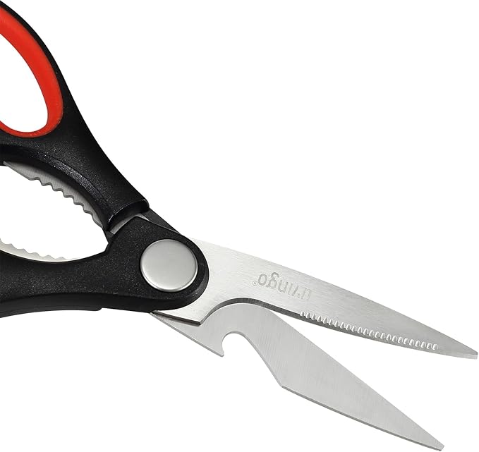 LIVINGO 8" Kitchen Scissors All Purpose - 2 Pack Heavy Duty Kitchen Meat Shears, Stainless Steel Multi-function Food Scissors for Cooking Cutting Chicken, Turkey, Bones, Poultry, Fish, and Vegetables