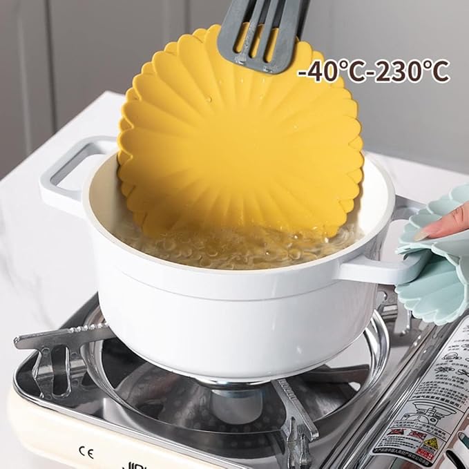 Heat-Resistant Silicone Trivet Mats, Non-Slip Hot Plate Holder for Kitchen Countertops & Dining Table, Reusable Pot Holder Pad with Secure Grip, Dishwasher Safe (Yellow, Diameter: 18cm/7.09")