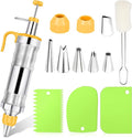 Frosting Piping Kit Cake Decorating Tools Supplies Icing Piping Kit Cupcake Decoration Gun Set Dessert Decorator Syringe Tools 6 Russian Piping Icing Nozzles Cupcake Frosting Filling Injector(Yellow)