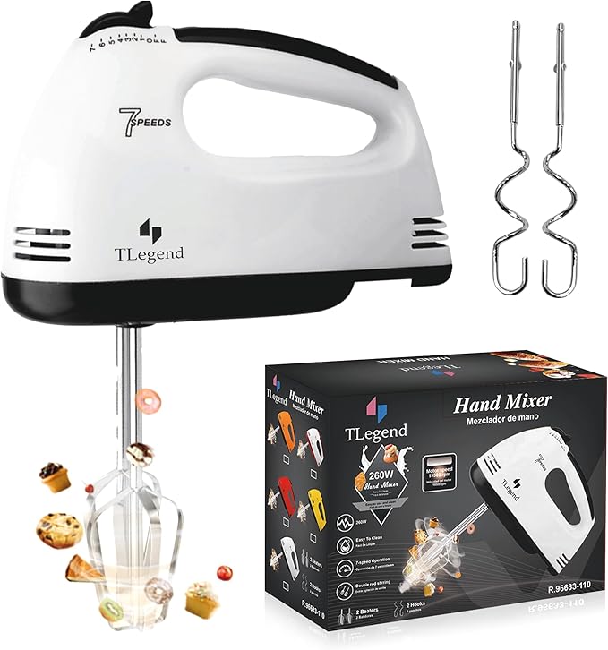 Hand Mixer Electric Handheld – 7 Speed Ultra Power Electric Mixer Handheld (White-Black)