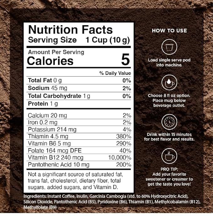 VitaCup Slim Instant Coffee Packets, with Garcinia, Fiber, B Vitamins, Skinny Coffee, Bold & Smooth, Medium Dark Roast, 100% Arabica Coffee in Single Serve Sticks, 48 Ct