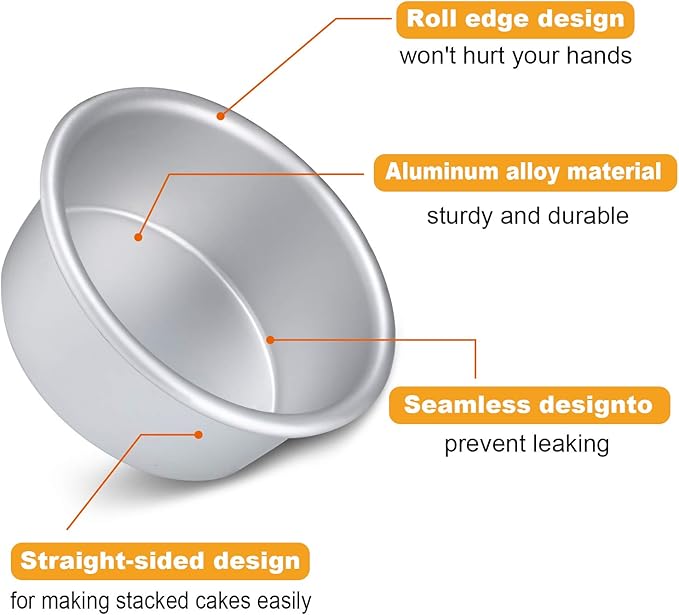 Nuenen 12 Pcs Round Cake Pans Aluminum Round Mold Smash Cake Baking Cheesecake Pans for Home Party Baking Supplies (4 Inch)