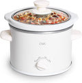 COOK WITH COLOR 2QT Mini Electric Round Slow Cooker - Adjustable Settings, Removable Stoneware Pot, Tempered Glass Lid, Dishwasher Safe, Cool-Touch Side Handles, Cream