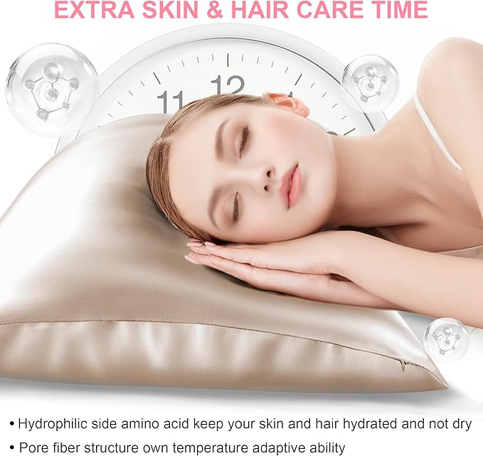 Silk Body Pillow Cover with Zipper, Mulberry Silk Pillow Cases Body Size Ultra Smooth and Soft Breathable Cooling Silk Satin Body Pillowcase for Hair and Skin (20x54 Inches, 1 Pack)