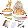Sourdough Starter Kit With 7.5" Round & Oval Banneton Bread Proofing Basket, Complete Sourdough Bread Baking Supplies, Bread Making Kit With Storage Bag, Gift For Beginner Baker