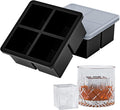 Bangp Large Ice Cube Tray for Whiskey,Silicone Ice Cube Trays 2 Pack,Large Ice Cube Molds with Leak Proof Removable Lid,Square Ice Cube Tray for Whisky and Cocktail
