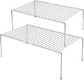 iPEGTOP Kitchen Cabinet Storage Shelf Rack, Set of 2 Large (15.7 x 9.4 Inch) Rustproof Metal Wire Shelves Spice Shelf Rack Cupboard Organizer for Pantries Countertops Utensils Organization, Chrome