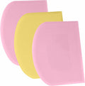 SURDOCA Dough Scraper Bench Scraper - 3P 5.9x4.3" Plastic Flexible Bowl Scraper, Sharp Edge & Angles Cake Scraper. Non-Slip Bakeware Decorating Tools Sculpting & Modeling Tools - Pink+Yellow+Pink