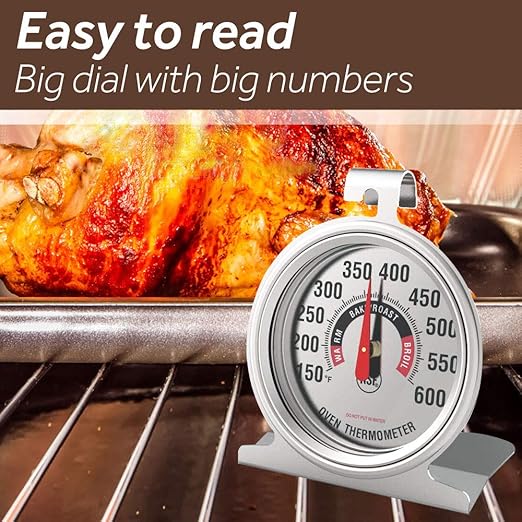 Efeng Large in Oven Thermometer for Electric or Gas Oven (2 packs) -Large Hook Baking Thermometer,Cooking Thermometer with NSF quality & non fading color dial oven safe after long time cooking