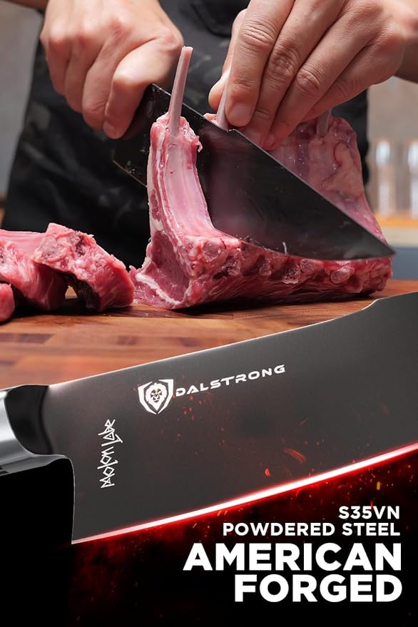 Dalstrong Chef Knife - 9.5 inch - Spartan Ghost Series - Premium American Forged S35VN Powdered Steel - Razor Sharp Kitchen Knife - Chef's Knife - Maple & Red Resin Handle - Sheath